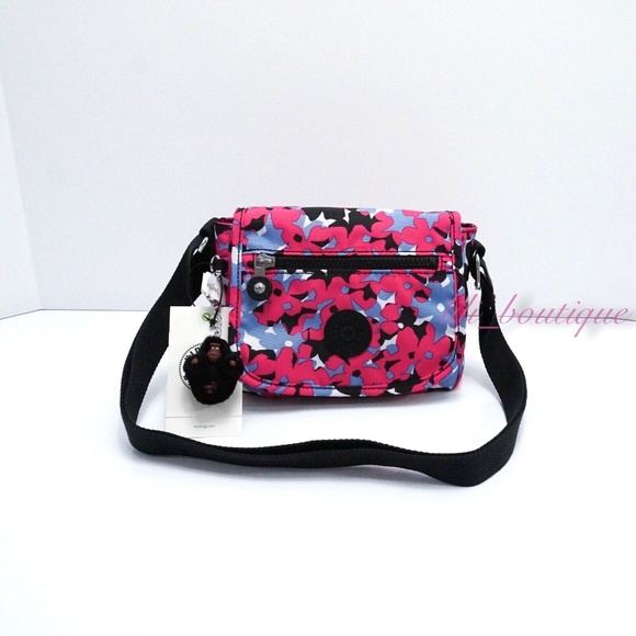 NWT Kipling AC8282 Sabian Crossbody Mini Shoulder Bag Nylon Spicy Pink Multi $49 - Picture 1 of 11